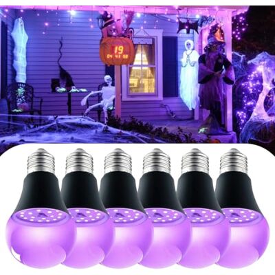 Behogan 6 Stück UV Schwarzlicht Birne: E27 12W UV Glühbirne, 395nm Wellenlänge, UV Schwarzlicht Glühbirne E27 Glühlampe, Black Light Bulbfür Party, Keller, Disco, Club, Bar, Halloween (Schwarz) Behogan 6 Stück UV Schwarzlicht Birne: E27 12W UV Glühbirne, 395nm Wellenlänge, UV Schwarzlicht Glühbirne E27 Glühlampe, Black Light Bulbfür Party, Keller, Disco, Club, Bar, Halloween (Schwarz)