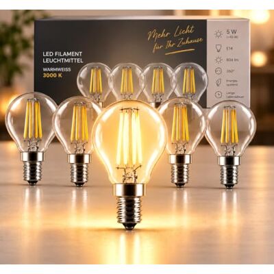 Trango 5er Pack E14002*5 LED Filament Globe Birne 5 Watt 450 Lumen I 3000K Warmweiß I Ersatz für 40W Glühlampe I Glühbirne I Lampe I LED Birne in Kugel Form mit E14 Fassung I Abstrahlwinkel 360° Trango 5er Pack E14002*5 LED Filament Globe Birne 5 Watt 450 Lumen I 3000K Warmweiß I Ersatz für 40W Glühlampe I Glühbirne I Lampe I LED Birne in Kugel Form mit E14 Fassung I Abstrahlwinkel 360°