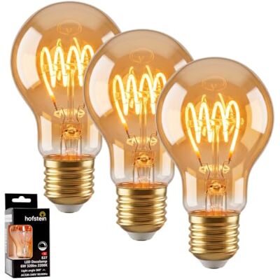 HOFSTEIN E27 LED Warmweiss Glühbirne 3er Set, Vintage Leuchtmittel Kugeloptik, 2200 Kelvin 320 Lumen A60, Dekorative Glühbirne Für Wohnzimmer, Schlafzimmer Und Gastronomie, 230V, Dimmbar HOFSTEIN E27 LED Warmweiss Glühbirne 3er Set, Vintage Leuchtmittel Kugeloptik, 2200 Kelvin 320 Lumen A60, Dekorative Glühbirne Für Wohnzimmer, Schlafzimmer Und Gastronomie, 230V, Dimmbar