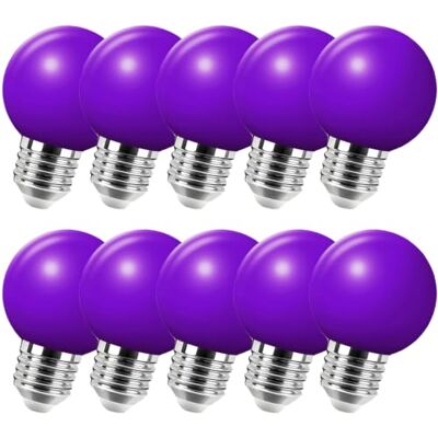 Jiotouhu 10er E27 Farbige Glühbirne, 2W G45 Farbige Glühbirnen, Globe Lichterkette bunt, Innen- Außen Lichterkette glühbirne, Weihnachtsbeleuchtung für Weihnachten Hochzeit Party Weihnachtsbaum, Violett Jiotouhu 10er E27 Farbige Glühbirne, 2W G45 Farbige Glühbirnen, Globe Lichterkette bunt, Innen- Außen Lichterkette glühbirne, Weihnachtsbeleuchtung für Weihnachten Hochzeit Party Weihnachtsbaum, Violett