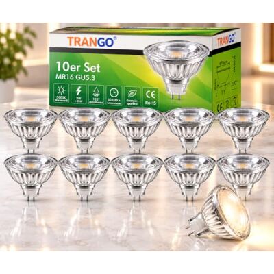 Trango 10er Set MR16-NT3 LED Leuchtmittel mit MR16 Fassung zum Austausch von herkömmlichen Halogen Leuchtmittel MR16 I GU5.3 I G4 I 12 Volt 3000K warmweiß Glühlampe, LED Reflektor Lampe32,99 Trango 10er Set MR16-NT3 LED Leuchtmittel mit MR16 Fassung zum Austausch von herkömmlichen Halogen Leuchtmittel MR16 I GU5.3 I G4 I 12 Volt 3000K warmweiß Glühlampe, LED Reflektor Lampe32,99