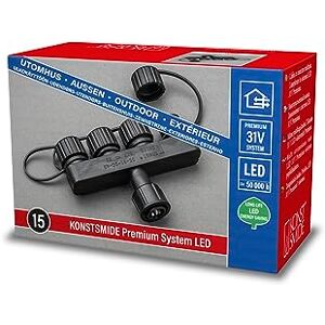 Konstsmide LED Premium System Verteiler, 1 Eingang / 4 Ausgänge, 31V System Elektronischer Außentrafo (IP44), schwarzes Kabel 4903-000 Konstsmide LED Premium System Verteiler, 1 Eingang / 4 Ausgänge, 31V System Elektronischer Außentrafo (IP44), schwarzes Kabel 4903-000