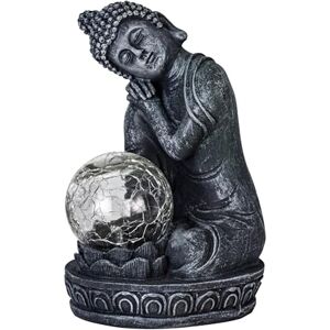 EGLO Gartendeko Buddha Z_Solar, Solar Lampe außen, Solarleuchte Garten, Solarlampe aus Kunststoff in Grau mit Glas Kugel, klatweiß, IP44 EGLO Gartendeko Buddha Z_Solar, Solar Lampe außen, Solarleuchte Garten, Solarlampe aus Kunststoff in Grau mit Glas Kugel, klatweiß, IP44