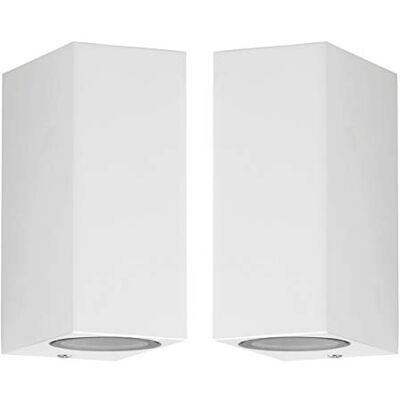 Trango 2er Pack IP44 Up & Down Light 8011-SW2 in Eckig Wandleuchte, Wandstrahler aus Alu in weiß Außenwandlampe geeignet für 2x GU10 LED Leuchtmittel Außenlampe Außenstrahler (ohne Leuchtmittel) Trango 2er Pack IP44 Up & Down Light 8011-SW2 in Eckig Wandleuchte, Wandstrahler aus Alu in weiß Außenwandlampe geeignet für 2x GU10 LED Leuchtmittel Außenlampe Außenstrahler (ohne Leuchtmittel)