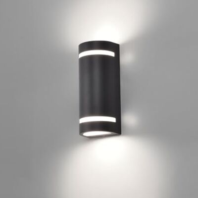Maxkomfort LED Außenwandleuchte 1328B Anthrazit – halbrunde Aluminium Wandlampe mit 2x GU10 Fassung & 2x 5W LED, 4000K neutralweiß, IP44, 230V, modernes Design Maxkomfort LED Außenwandleuchte 1328B Anthrazit – halbrunde Aluminium Wandlampe mit 2x GU10 Fassung & 2x 5W LED, 4000K neutralweiß, IP44, 230V, modernes Design
