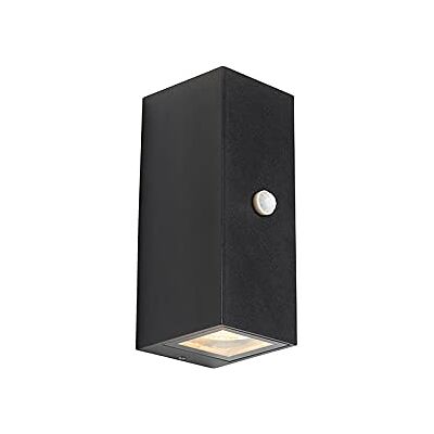 Qazqa Moderne Wandlampe Schwarz IP44 Bewegungssensor Baleno II - Außen Qazqa Moderne Wandlampe Schwarz IP44 Bewegungssensor Baleno II - Außen