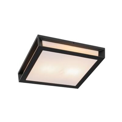 Qazqa Modern außen Deckenleuchte, Deckenlampe für den Garten Jeffrey Schwarz, max. 20W, Geeignet für LED, 26cm, IP44, Quadratisch, 2-flammig Qazqa Modern außen Deckenleuchte, Deckenlampe für den Garten Jeffrey Schwarz, max. 20W, Geeignet für LED, 26cm, IP44, Quadratisch, 2-flammig