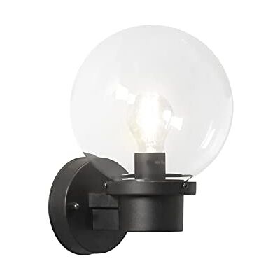 Konstsmide Moderne LED Außenwandleuchte mit großer Glas Kugel, Schwarz Konstsmide Moderne LED Außenwandleuchte mit großer Glas Kugel, Schwarz