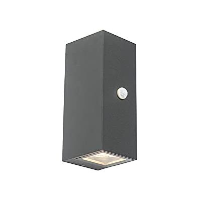 QAZQA Modern Wandleuchte Baleno II Anthrazit IP44 Bewegungssensor QAZQA Modern Wandleuchte Baleno II Anthrazit IP44 Bewegungssensor