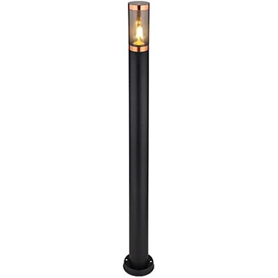 GLOBO Wegeleuchte Pollerleuchte außen Gartenlampen schwarz IP44, Standleuchte Terrasse Balkon, Edelstahl Kupfer rauchfarben, 1x E27 Fassung, DxH 12,7x110cm GLOBO Wegeleuchte Pollerleuchte außen Gartenlampen schwarz IP44, Standleuchte Terrasse Balkon, Edelstahl Kupfer rauchfarben, 1x E27 Fassung, DxH 12,7x110cm