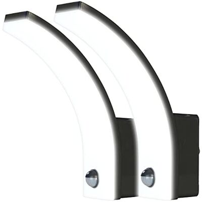 Lunartec LED Außenleuchten PIR: 2er-Set LED-Außenwandleuchte PIR-Sensor, 2.300 lm, 20 W, IP65, schwarz (Leuchte Außenbereich, Aussenlampe mit Sensor) Lunartec LED Außenleuchten PIR: 2er-Set LED-Außenwandleuchte PIR-Sensor, 2.300 lm, 20 W, IP65, schwarz (Leuchte Außenbereich, Aussenlampe mit Sensor)
