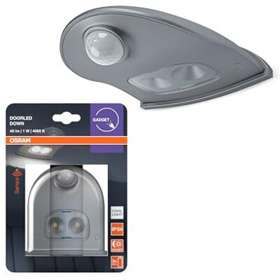 Osram Door LED Leuchte mit Bewegungssensor, batteriebetrieben, 4000K, 40lm, 0,95W, IP54, Silber, für Eingangsbereiche und Außenanwendungen Osram Door LED Leuchte mit Bewegungssensor, batteriebetrieben, 4000K, 40lm, 0,95W, IP54, Silber, für Eingangsbereiche und Außenanwendungen
