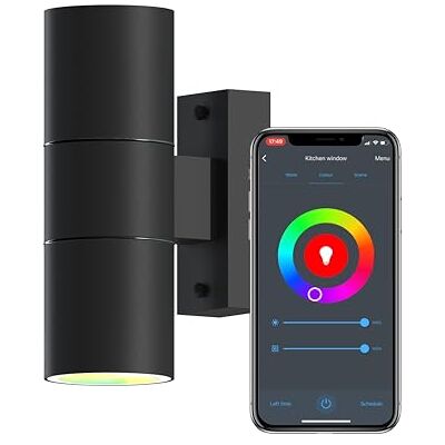 CALEX Smart Outdoor LED Wandleuchte, 2×GU10, Up & Downlight, zylindrische Form, RGB-Farben & kalt- bis warmweiß Licht, dimmbar, wasserdicht, WLAN App- & Sprachsteuerung, Schwarz CALEX Smart Outdoor LED Wandleuchte, 2×GU10, Up & Downlight, zylindrische Form, RGB-Farben & kalt- bis warmweiß Licht, dimmbar, wasserdicht, WLAN App- & Sprachsteuerung, Schwarz