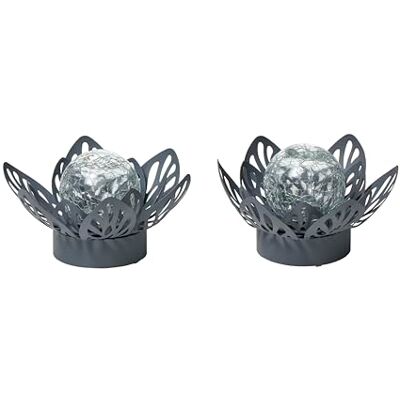 Northpoint LED Lotus Wasserlilie Timer Metall Glaskugel Stanzmuster Solar Batterie Garten Außenbereich Teichbeleuchtung (Batterie 2er-Set grau mit Muster) Northpoint LED Lotus Wasserlilie Timer Metall Glaskugel Stanzmuster Solar Batterie Garten Außenbereich Teichbeleuchtung (Batterie 2er-Set grau mit Muster)