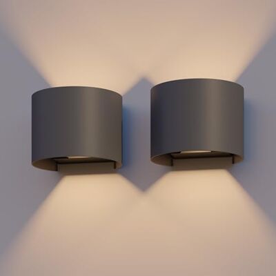 CALEX Verona Wandleuchte, für Außen & Innen, warmweißes Up & Down Licht, einstellbarer Lichtstrahl, wasserdicht, Anthrazit, 2er Pack CALEX Verona Wandleuchte, für Außen & Innen, warmweißes Up & Down Licht, einstellbarer Lichtstrahl, wasserdicht, Anthrazit, 2er Pack