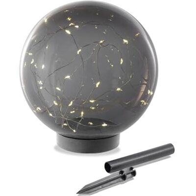 Esotec Solar Leuchtkugel Solarkugel Gartenbeleuchtung Kyran LED Deko 102880 Solar Leuchtkugel Ø20cm, interne Drahtlichterkette 30 LEDs, warmweiß 3000K, 6Std, Erdspieß, Akku wechselbar, Rauchglasoptik Esotec Solar Leuchtkugel Solarkugel Gartenbeleuchtung Kyran LED Deko 102880 Solar Leuchtkugel Ø20cm, interne Drahtlichterkette 30 LEDs, warmweiß 3000K, 6Std, Erdspieß, Akku wechselbar, Rauchglasoptik