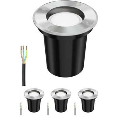 ledscom.de 4x Boden-Einbauleuchte BOLI für außen Edelstahl rund IP67 108mm Ø inkl. 4,914W LED Lampe 450lm warmweiß ledscom.de 4x Boden-Einbauleuchte BOLI für außen Edelstahl rund IP67 108mm Ø inkl. 4,914W LED Lampe 450lm warmweiß