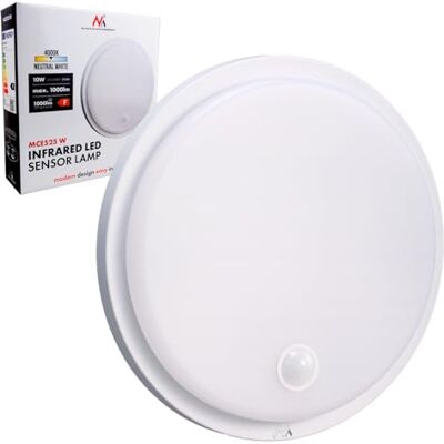 Maclean MCE525 LED-Lampe mit Bewegungssensor PIR 10 W IP65 Neutral 4000 K 1000 lm Deckenleuchte für den Außen- und Innenbereich mit Dauerbetrieb Energieklasse F (Weiß) Maclean MCE525 LED-Lampe mit Bewegungssensor PIR 10 W IP65 Neutral 4000 K 1000 lm Deckenleuchte für den Außen- und Innenbereich mit Dauerbetrieb Energieklasse F (Weiß)