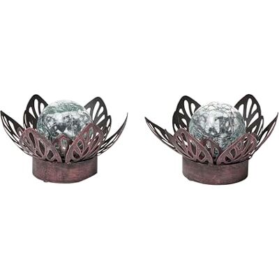 Northpoint LED Lotus Wasserlilie Timer Metall Glaskugel Stanzmuster Solar Batterie Garten Außenbereich Teichbeleuchtung (Batterie 2er-Set braun mit Muster) Northpoint LED Lotus Wasserlilie Timer Metall Glaskugel Stanzmuster Solar Batterie Garten Außenbereich Teichbeleuchtung (Batterie 2er-Set braun mit Muster)