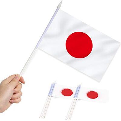 Anley Japan Mini Flag 12er Pack Handgehaltene kleine Janpanese-Miniaturflaggen am Stick Lichtecht und lebendige Farben 5.5 x 8 Zoll mit massiver Stange und Speerspitze Anley Japan Mini Flag 12er Pack Handgehaltene kleine Janpanese-Miniaturflaggen am Stick Lichtecht und lebendige Farben 5.5 x 8 Zoll mit massiver Stange und Speerspitze