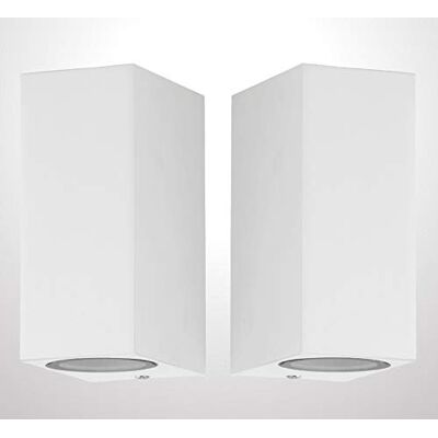 Trango 2er Pack IP44 Up & Down Light 8013-SSW2 Strahler in Weiß Eckig mit Dämmerungssensor (Tag & Nacht Schalter) Wandleuchte, Wandstrahler aus Alu-Druckguss inkl. 2x GU10 Fassung (ohne Leuchtmittel) Trango 2er Pack IP44 Up & Down Light 8013-SSW2 Strahler in Weiß Eckig mit Dämmerungssensor (Tag & Nacht Schalter) Wandleuchte, Wandstrahler aus Alu-Druckguss inkl. 2x GU10 Fassung (ohne Leuchtmittel)