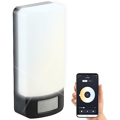 Luminea Home Control WLAN-Außenleuchte: CCT-LED-Außen-Wandleuchte mit PIR-Sensor, 10 W, 850 lm, IP44, App (WLAN-LED-Außenleuchte, Wandleuchte, Handy) Luminea Home Control WLAN-Außenleuchte: CCT-LED-Außen-Wandleuchte mit PIR-Sensor, 10 W, 850 lm, IP44, App (WLAN-LED-Außenleuchte, Wandleuchte, Handy)