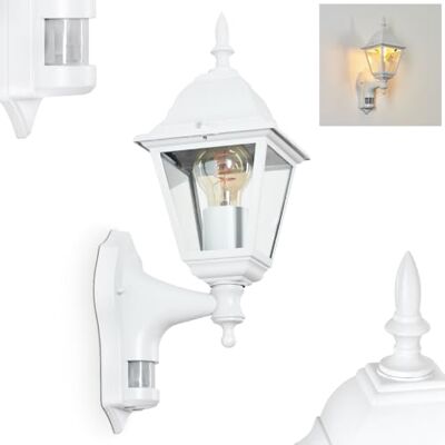 HOFSTEIN Außenwandleuchte Naofe, Außenwandlampe mit Bewegungsmelder aus Metall/Glas in Weiß/Klar, moderne Wandleuchte im Retro/Vintage/Landhaus-Design, E27, IP44, Eingangsbereich, Haustür, Hof HOFSTEIN Außenwandleuchte Naofe, Außenwandlampe mit Bewegungsmelder aus Metall/Glas in Weiß/Klar, moderne Wandleuchte im Retro/Vintage/Landhaus-Design, E27, IP44, Eingangsbereich, Haustür, Hof