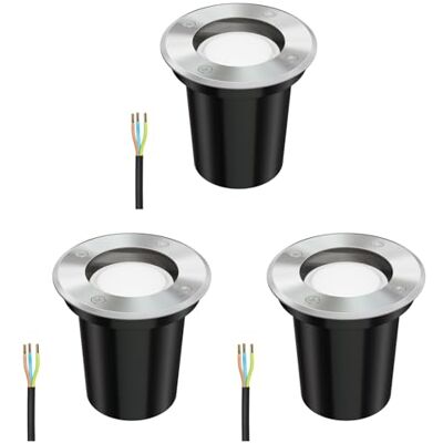 ledscom.de 3x Boden-Einbauleuchte BOLI für außen Edelstahl rund IP67 108mm Ø inkl. 4,914W LED Lampe 450lm warmweiß ledscom.de 3x Boden-Einbauleuchte BOLI für außen Edelstahl rund IP67 108mm Ø inkl. 4,914W LED Lampe 450lm warmweiß