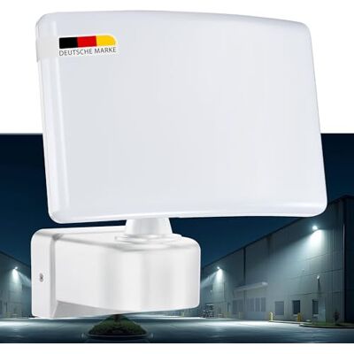 Maxkomfort LED Außenwandleuchte Fluter Weiß Schwenkbar 30W Neutralweiß 4000K, IP65 Eckmontage möglich Wandlampe, Strahler, 2200lm, 50.000h SUN2200A Maxkomfort LED Außenwandleuchte Fluter Weiß Schwenkbar 30W Neutralweiß 4000K, IP65 Eckmontage möglich Wandlampe, Strahler, 2200lm, 50.000h SUN2200A