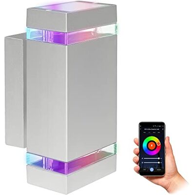 SSC-LUXon ZORA Außenwandleuchte eckig hellgrau IP44 Smart GU10 RGB WLAN Smarte Außenwandleuchte hellgrau eckig mit RGB GU10 Up-Down-Licht per App & Sprache, WLAN ohne Hub, dimmbar, wetterfest SSC-LUXon ZORA Außenwandleuchte eckig hellgrau IP44 Smart GU10 RGB WLAN Smarte Außenwandleuchte hellgrau eckig mit RGB GU10 Up-Down-Licht per App & Sprache, WLAN ohne Hub, dimmbar, wetterfest