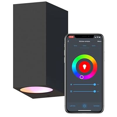 CALEX Smart Outdoor LED Wandleuchte, 2×GU10, Up & Downlight, RGB-Farben & kalt- bis warmweiß Licht, dimmbar, wasserdicht, WLAN App- & Sprachsteuerung, Schwarz CALEX Smart Outdoor LED Wandleuchte, 2×GU10, Up & Downlight, RGB-Farben & kalt- bis warmweiß Licht, dimmbar, wasserdicht, WLAN App- & Sprachsteuerung, Schwarz