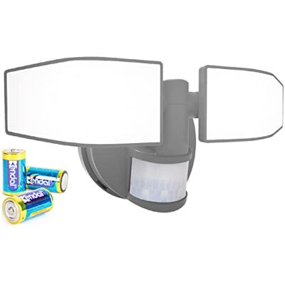 Northpoint Batterie LED Strahler mit Bewegungsmelder Fluter verstellbar Schwenkbar 400 Lumen Spritzwassergeschützt 5000K kaltweiß inkl. 3X C-Batterien (Grau) Northpoint Batterie LED Strahler mit Bewegungsmelder Fluter verstellbar Schwenkbar 400 Lumen Spritzwassergeschützt 5000K kaltweiß inkl. 3X C-Batterien (Grau)