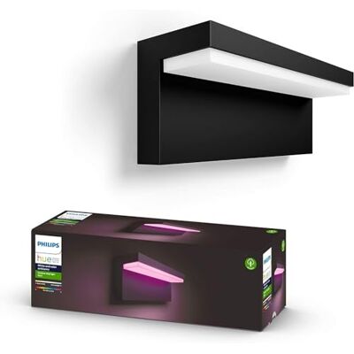 Philips Nyro Außen-Wandleuchte, Gartenbeleuchtung, Schwarz White & Color Ambiance, 16 Mio. Farben, 1020 lm, IP44 für den Außenbereich, Dimmbar, App- und Sprachsteuerung, Smart Home Philips Nyro Außen-Wandleuchte, Gartenbeleuchtung, Schwarz White & Color Ambiance, 16 Mio. Farben, 1020 lm, IP44 für den Außenbereich, Dimmbar, App- und Sprachsteuerung, Smart Home