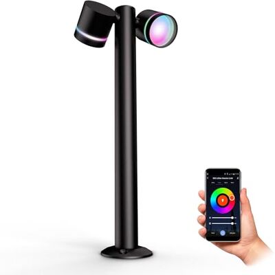 SSC-LUXon ULICA Pollerleuchte schwarz IP54 2x Smart GX53 LED WLAN RGB App Außen-Standleuchte mit zwei schwenkbaren Spots per App & Alexa steuerbar, RGB-Farblicht, für Garten & Terrasse, IP54 SSC-LUXon ULICA Pollerleuchte schwarz IP54 2x Smart GX53 LED WLAN RGB App Außen-Standleuchte mit zwei schwenkbaren Spots per App & Alexa steuerbar, RGB-Farblicht, für Garten & Terrasse, IP54