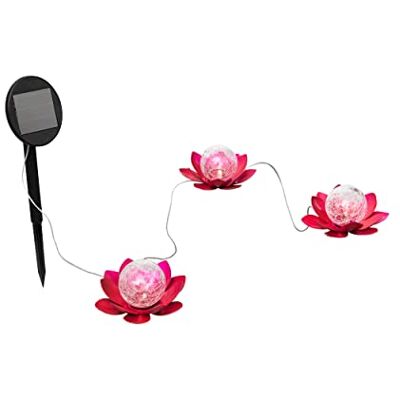 Bonetti Solar Seerose für außen aus Metall mit Bruchglaskugel, warm-weiße LED Beleuchtung, toller Lichteffekt, Gartendeko in Blüten/Lotus Optik (3er Set Bodenlichterkette) Bonetti Solar Seerose für außen aus Metall mit Bruchglaskugel, warm-weiße LED Beleuchtung, toller Lichteffekt, Gartendeko in Blüten/Lotus Optik (3er Set Bodenlichterkette)