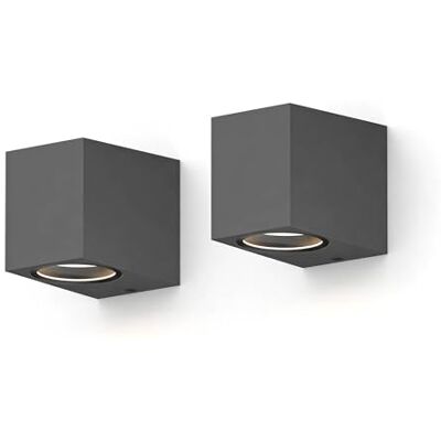 CALEX Sanremo Wandleuchte, für Außen & Innen, GU10 Fassung, Rechteck, LED Downlight, wasserdicht, ohne Leuchtmittel, Anthrazit, 2er Pack CALEX Sanremo Wandleuchte, für Außen & Innen, GU10 Fassung, Rechteck, LED Downlight, wasserdicht, ohne Leuchtmittel, Anthrazit, 2er Pack