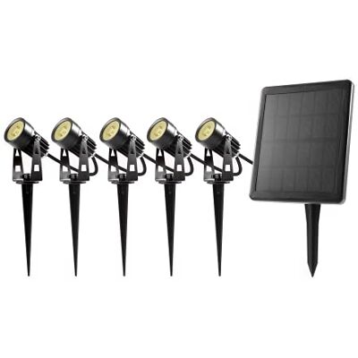 BOLD 5er Set LED Solarleuchten Garten Solar Strahler Außen Warmweiß IP65 BOLD 5er Set LED Solarleuchten Garten Solar Strahler Außen Warmweiß IP65