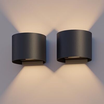 CALEX Verona Wandleuchte, für Außen & Innen, warmweißes Up & Down Licht, einstellbarer Lichtstrahl, wasserdicht, Schwarz, 2er Pack CALEX Verona Wandleuchte, für Außen & Innen, warmweißes Up & Down Licht, einstellbarer Lichtstrahl, wasserdicht, Schwarz, 2er Pack