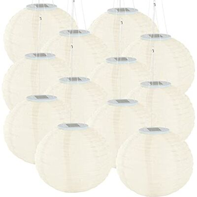 Lunartec Solar Lampions warmweiss: 12er-Set Solar-LED-Lampions, LEDs, Dämmerungs-Sensor, IP44, Ø 30 cm (Garten, Lampignon, Ball) Lunartec Solar Lampions warmweiss: 12er-Set Solar-LED-Lampions, LEDs, Dämmerungs-Sensor, IP44, Ø 30 cm (Garten, Lampignon, Ball)