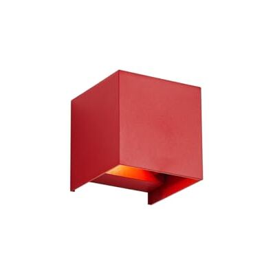 Qazqa led Modern außen Up and Down Wandleuchte, Außenlampe, Wandlampe für den Garten Edwin Rot, inkl. 5.4W integrierter LED, 10cm, IP54, Quadratisch, 2-flammig Qazqa led Modern außen Up and Down Wandleuchte, Außenlampe, Wandlampe für den Garten Edwin Rot, inkl. 5.4W integrierter LED, 10cm, IP54, Quadratisch, 2-flammig