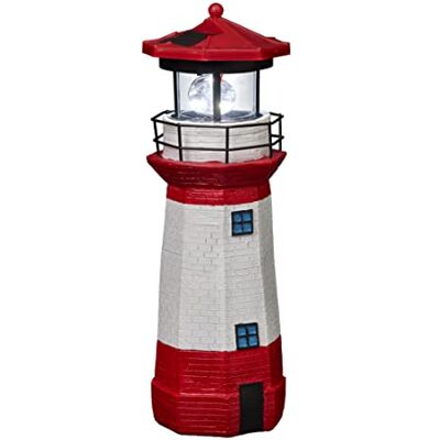 Bonetti Solar Leuchtturm mit LED Drehlicht für außen die besondere Solarleuchte für den Garten automatische EIN- und Ausschaltung 28 cm hoch, rot-weiß Bonetti Solar Leuchtturm mit LED Drehlicht für außen die besondere Solarleuchte für den Garten automatische EIN- und Ausschaltung 28 cm hoch, rot-weiß