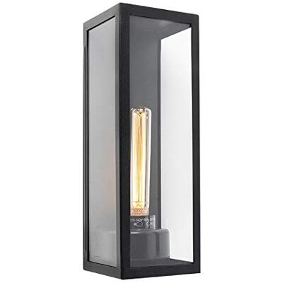 QAZQA Rotterdam Long Wandlampe - Rustikal Schwarz Aluminium Glas - IP44 QAZQA Rotterdam Long Wandlampe - Rustikal Schwarz Aluminium Glas - IP44