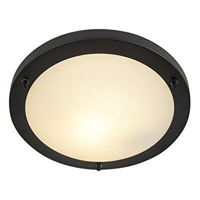 QAZQA Deckenleuchte Yuma - Modern, Glas, Stahl - Schwarz - IP44 - 31cm QAZQA Deckenleuchte Yuma - Modern, Glas, Stahl - Schwarz - IP44 - 31cm