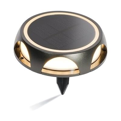 Esotec Solar Bodenleuchte Wandleuchte Wegmarkierung Iris, Aluminium 102937 Solar Bodenleuchte Ø14xH3,3cm, Aluminium schwarz, 3000K, 60/160/200lm, 30Std, 1500mAh LiFePO4 Akku wechselbar, 0,8Wp Esotec Solar Bodenleuchte Wandleuchte Wegmarkierung Iris, Aluminium 102937 Solar Bodenleuchte Ø14xH3,3cm, Aluminium schwarz, 3000K, 60/160/200lm, 30Std, 1500mAh LiFePO4 Akku wechselbar, 0,8Wp
