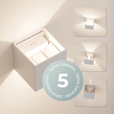 NEONA Xena LED Wandleuchte Innen & Außen – Design Lampe IP65 mit Up & Down Light – Warmweißes Licht 3000K – Modern, Dimmbar, Aluminium – für Wohnzimmer, Flur, Terrasse, Fassade (Weiß) NEONA Xena LED Wandleuchte Innen & Außen – Design Lampe IP65 mit Up & Down Light – Warmweißes Licht 3000K – Modern, Dimmbar, Aluminium – für Wohnzimmer, Flur, Terrasse, Fassade (Weiß)