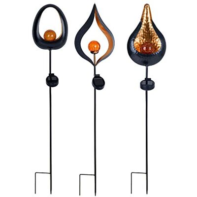 ETC-SHOP - Solar Flame Garden Stake - Glass Metal - Garden Stake Light ETC-SHOP - Solar Flame Garden Stake - Glass Metal - Garden Stake Light
