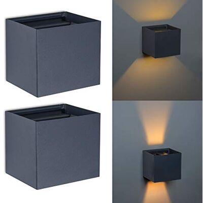 Trango 2er Pack 8015-02A IP44 Up & Down Wandstrahler *FLEX* in Anthrazit matt Eckig inkl. je 1x 3.5 Watt G9 LED Leuchtmittel mit einstellbar Abstrahlwinkel als innen & außen Wandleuchte Außenstrahler Trango 2er Pack 8015-02A IP44 Up & Down Wandstrahler *FLEX* in Anthrazit matt Eckig inkl. je 1x 3.5 Watt G9 LED Leuchtmittel mit einstellbar Abstrahlwinkel als innen & außen Wandleuchte Außenstrahler
