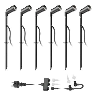 ledscom.de LED Gartenstrahler Spico schwarz mit Erdspieß für außen IP44 je 105lm warm-weiß 6er Set ledscom.de LED Gartenstrahler Spico schwarz mit Erdspieß für außen IP44 je 105lm warm-weiß 6er Set