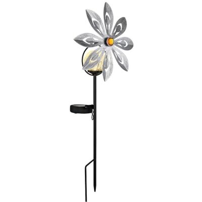 GLOBO Solarleuchte Windrad Gartenleuchte Außenlampe Solar Windrad, silber-grau, Kugel Crackle, LED warmweiß, LxBxH 20x9x50 cm GLOBO Solarleuchte Windrad Gartenleuchte Außenlampe Solar Windrad, silber-grau, Kugel Crackle, LED warmweiß, LxBxH 20x9x50 cm