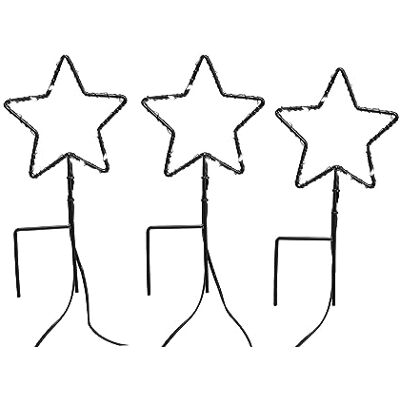 Bonetti 3er Set Weihnachtssterne aus Metall für Außen mit Erdspieß, ca. Ø 10 cm, schwarz mit warm-weißen LEDs, gesamt 60 LEDs, batteriebetrieben Bonetti 3er Set Weihnachtssterne aus Metall für Außen mit Erdspieß, ca. Ø 10 cm, schwarz mit warm-weißen LEDs, gesamt 60 LEDs, batteriebetrieben